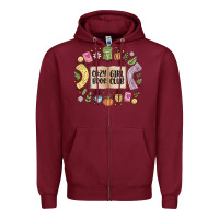 Burgundy cozy book girl club Zipper Hoodie - MaliasSmallBusiness