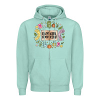 Seafoam cozy book girl club Zipper Hoodie - MaliasSmallBusiness