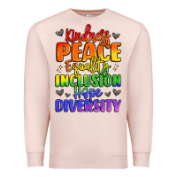 Pale Pink inspirational words in rainbow colors Premium Sweatshirt - LillyAllenDesigns
