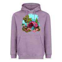 Lavender Glamping Camp And Pink Tent Heavyweight Hoodie - BundleAndBundleShop