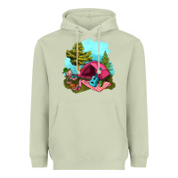 Matcha Glamping Camp And Pink Tent Heavyweight Hoodie - BundleAndBundleShop