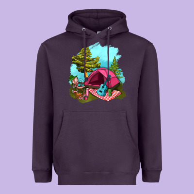 Glamping Camp And Pink Tent Heavyweight Hoodie Designed By Bundleandbundleshop