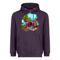 Plum Glamping Camp And Pink Tent Heavyweight Hoodie - BundleAndBundleShop
