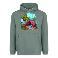 Sage Glamping Camp And Pink Tent Heavyweight Hoodie - BundleAndBundleShop