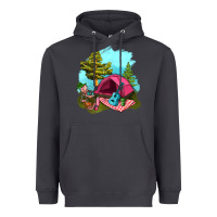 Smoke Glamping Camp And Pink Tent Heavyweight Hoodie - BundleAndBundleShop