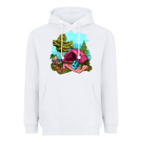White Glamping Camp And Pink Tent Heavyweight Hoodie - BundleAndBundleShop