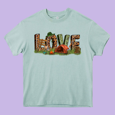 Love Camping Heavy Core Tee Designed By Texasbilliewilder
