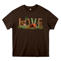 Chocolate Brown love camping Heavy Core Tee - texasbilliewilder