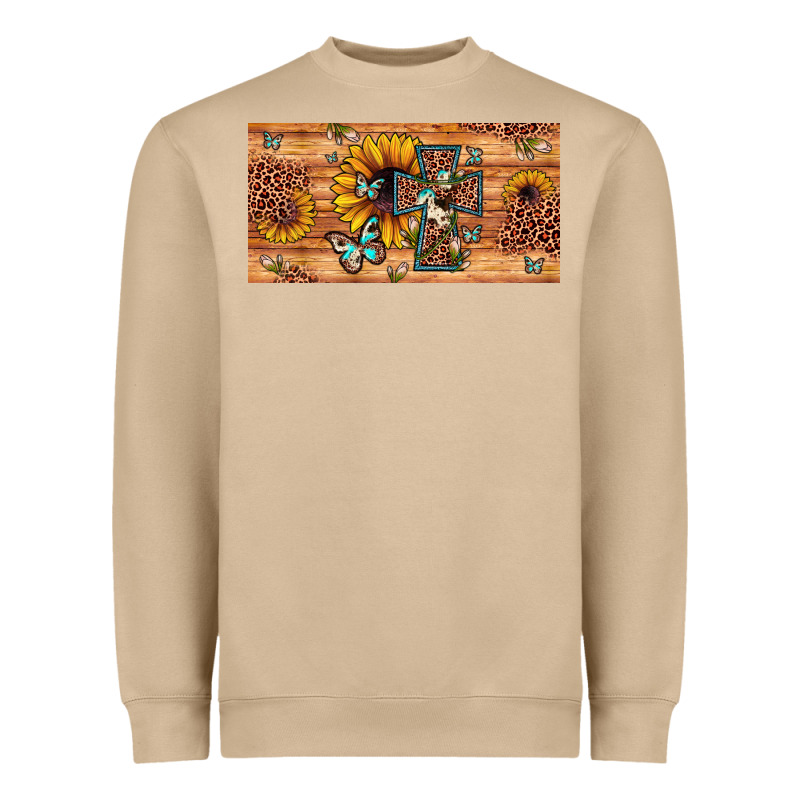 Leopard Cross Butterfly Sunflower Heavyweight Sweatshirt by JahusDesignShop | Teevron