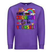 Purple courage to be yourself rainbow message Premium Sweatshirt - LillyAllenDesigns