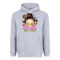 Heather Grey Messy Bun Gym Hair Don't Care Bbs Heavyweight Hoodie - BundleAndBundleShop