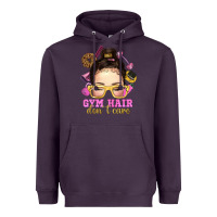 Plum Messy Bun Gym Hair Don't Care Bbs Heavyweight Hoodie - BundleAndBundleShop