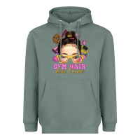 Sage Messy Bun Gym Hair Don't Care Bbs Heavyweight Hoodie - BundleAndBundleShop