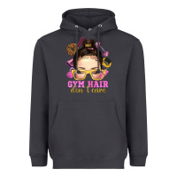 Smoke Messy Bun Gym Hair Don't Care Bbs Heavyweight Hoodie - BundleAndBundleShop