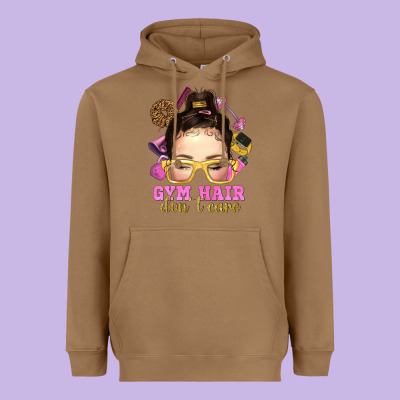 Messy Bun Gym Hair Don't Care Bbs Heavyweight Hoodie Designed By Bundleandbundleshop