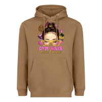 Toasted Coconut Messy Bun Gym Hair Don't Care Bbs Heavyweight Hoodie - BundleAndBundleShop