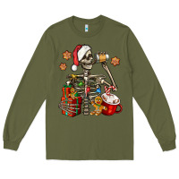 Army Green christmas skeleton coffee Long Sleeve Tee - Jasminsmagicworld
