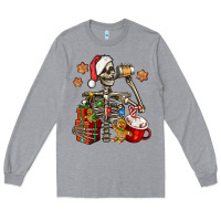 Heather Grey christmas skeleton coffee Long Sleeve Tee - Jasminsmagicworld