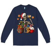 Navy christmas skeleton coffee Long Sleeve Tee - Jasminsmagicworld