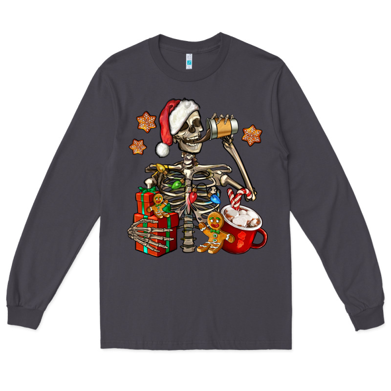 Christmas Skeleton Coffee Long Sleeve Tee by Jasminsmagicworld | Teevron