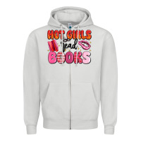 Dove Grey hot girls read books Zipper Hoodie - MaliasSmallBusiness