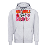 Heather Grey hot girls read books Zipper Hoodie - MaliasSmallBusiness