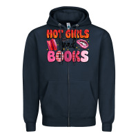 Navy hot girls read books Zipper Hoodie - MaliasSmallBusiness