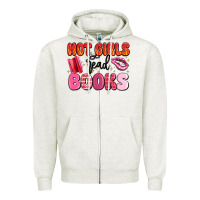 Oatmeal Heather hot girls read books Zipper Hoodie - MaliasSmallBusiness