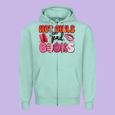 Hot Girls Read Books Zipper Hoodie Designed By Maliassmallbusiness