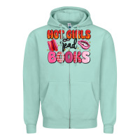 Seafoam hot girls read books Zipper Hoodie - MaliasSmallBusiness