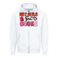 White hot girls read books Zipper Hoodie - MaliasSmallBusiness