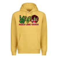 Antique Gold Peace Love Grinch Premium Hoodie - Bettercallsaul