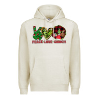 Oatmeal Heather Peace Love Grinch Premium Hoodie - Bettercallsaul