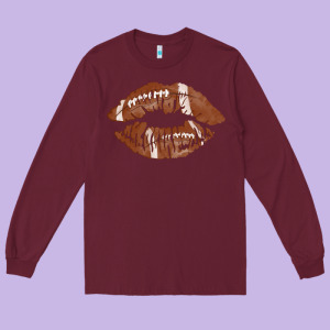 Football Lips Long Sleeve Tee Designed By Adodesignshop