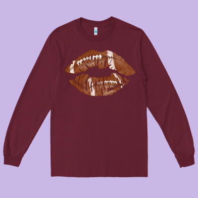 Football Lips Long Sleeve Tee Designed By Adodesignshop