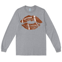 Heather Grey football lips Long Sleeve Tee - AdoDesignShop