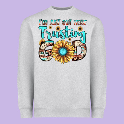 I'm Just Out Here Trusting God Heavyweight Sweatshirt Designed By Jahusdesignshop