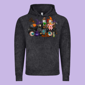 Halloween Farm Animals Truck Vintage Hoodie Designed By Racoondesign