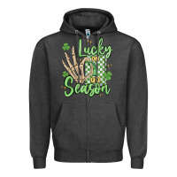 Charcoal Heather lucky season Zipper Hoodie - MaliasSmallBusiness