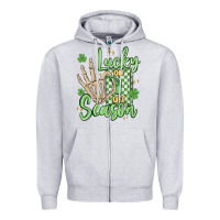 Heather Grey lucky season Zipper Hoodie - MaliasSmallBusiness