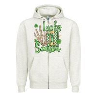 Oatmeal Heather lucky season Zipper Hoodie - MaliasSmallBusiness