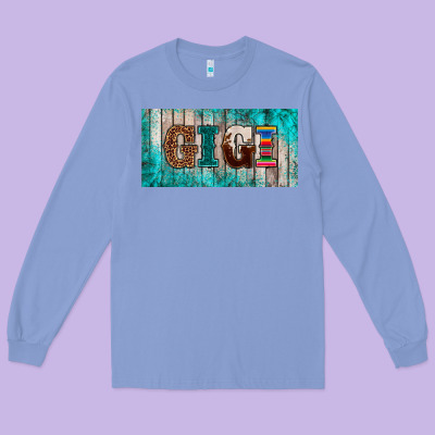 Western Turquoise Gigi License Plate Long Sleeve Tee Designed By Barkaloodesign
