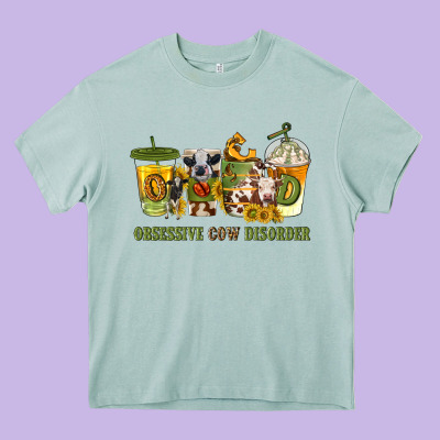 Obsessive Cow Disorder Coffee Cups Heavy Core Tee Designed By Texasbilliewilder