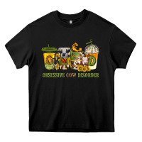 Black Obsessive cow disorder coffee cups Heavy Core Tee - texasbilliewilder