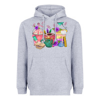Heather Grey School Girl Coffee Cup Bbs Heavyweight Hoodie - BundleAndBundleShop