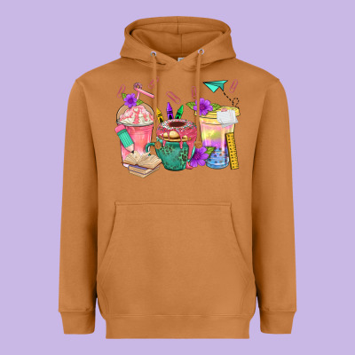 School Girl Coffee Cup Bbs Heavyweight Hoodie Designed By Bundleandbundleshop