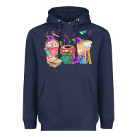 Navy School Girl Coffee Cup Bbs Heavyweight Hoodie - BundleAndBundleShop