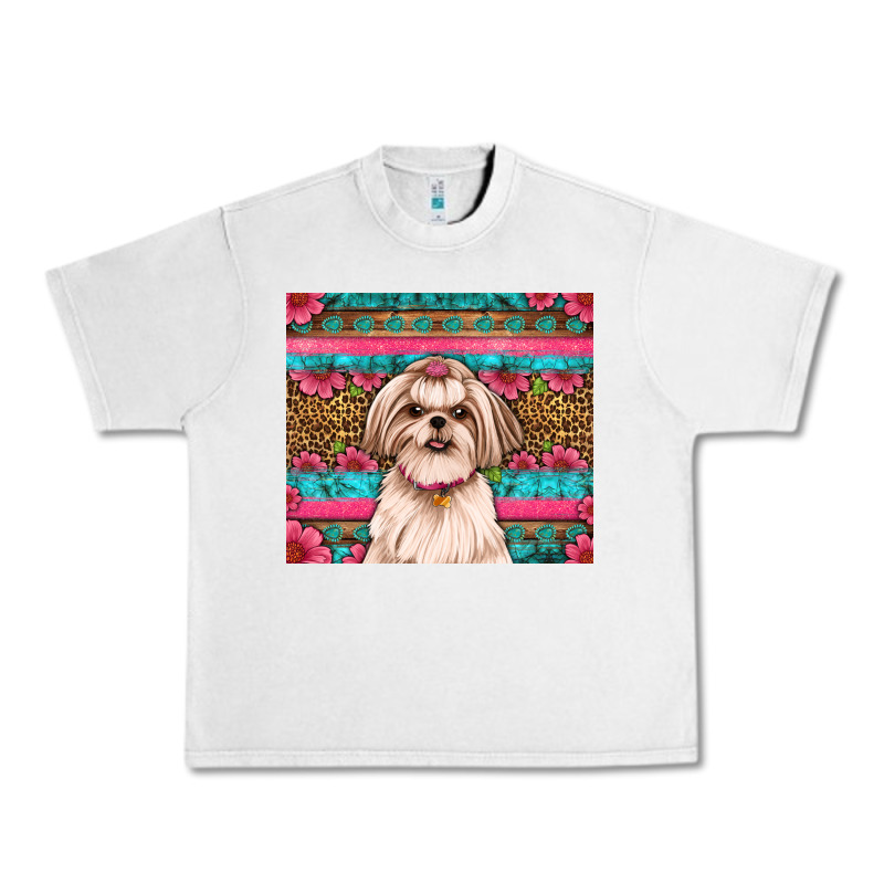 Shih Tzu Floral Tumbler Urban Heavy Tee by JahusDesignShop | Teevron