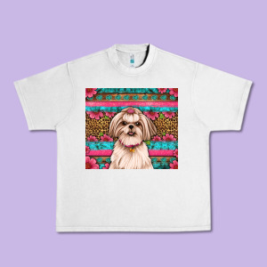 Shih Tzu Floral Tumbler Urban Heavy Tee Designed By Jahusdesignshop