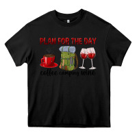 Black Plan for the day coffee camping wine Heavy Core Tee - texasbilliewilder